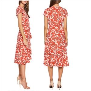 Bardot Orange Floral Midi Dress on White